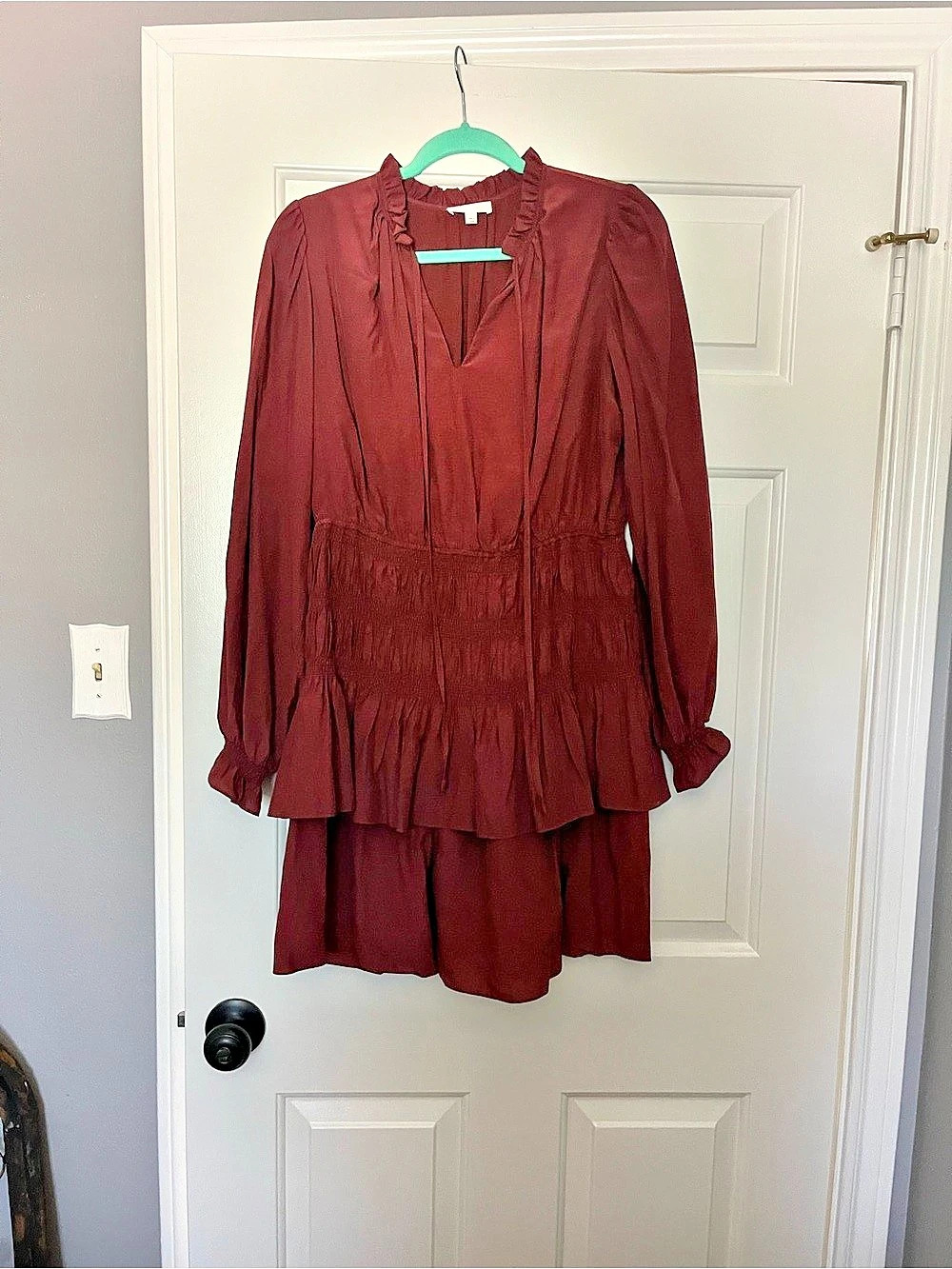 Burgundy Ruffle Mini Dress